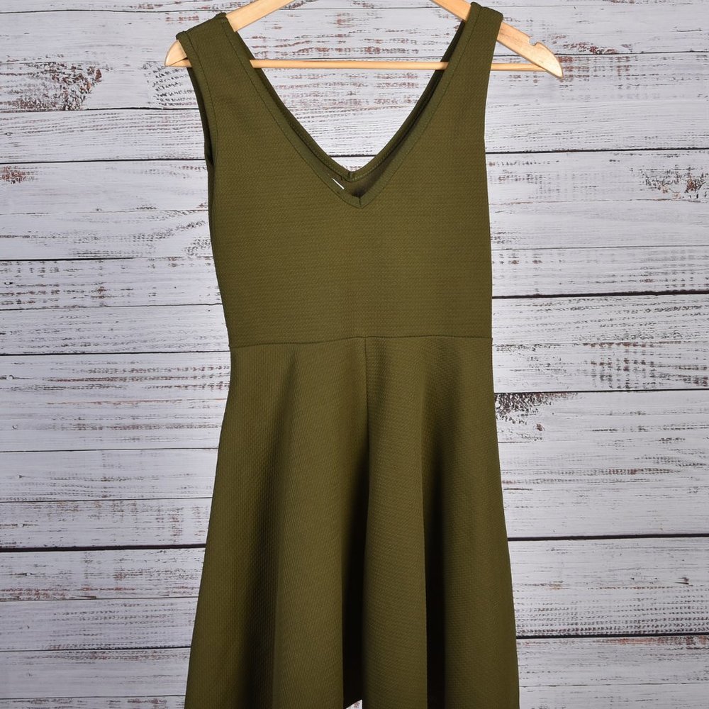 Mady & Nell Olive Green Fit and Flare Skater Dress Size XS {EX+}